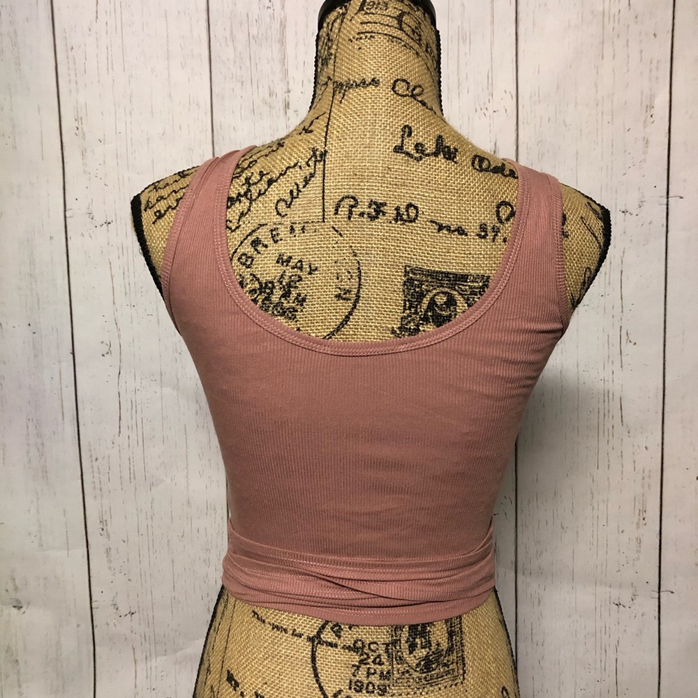 Wrap Around Ribbed Button Tank - Dusty Rose - Picture 3 of 3